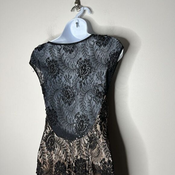 Sue Wong Dress Womens Size 2 Beaded Lace Mesh Overlay Black Whimsigoth - Picture 9 of 16